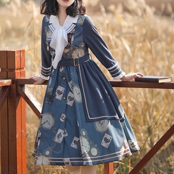 Rabbit Casual Lolita OP Dress Jacket Alice Theme size S vintage indie design