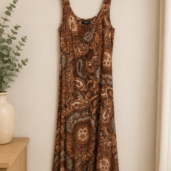MSK Women's Sleeveless Paisley Print Midi Dress Size L