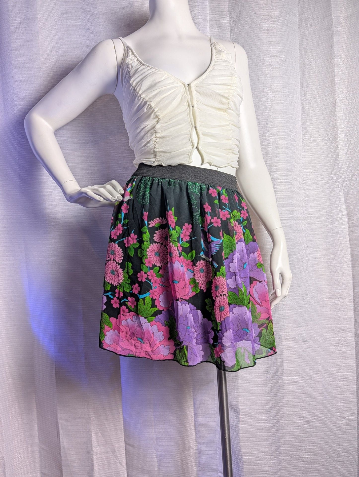 Lemon Fizz Girls Floral Print Elastic Waist Skirt 2