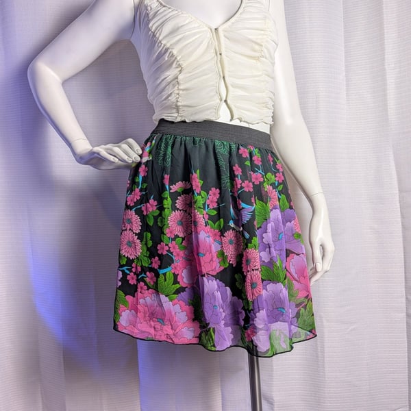 Lemon Fizz Girls Floral Print Elastic Waist Skirt