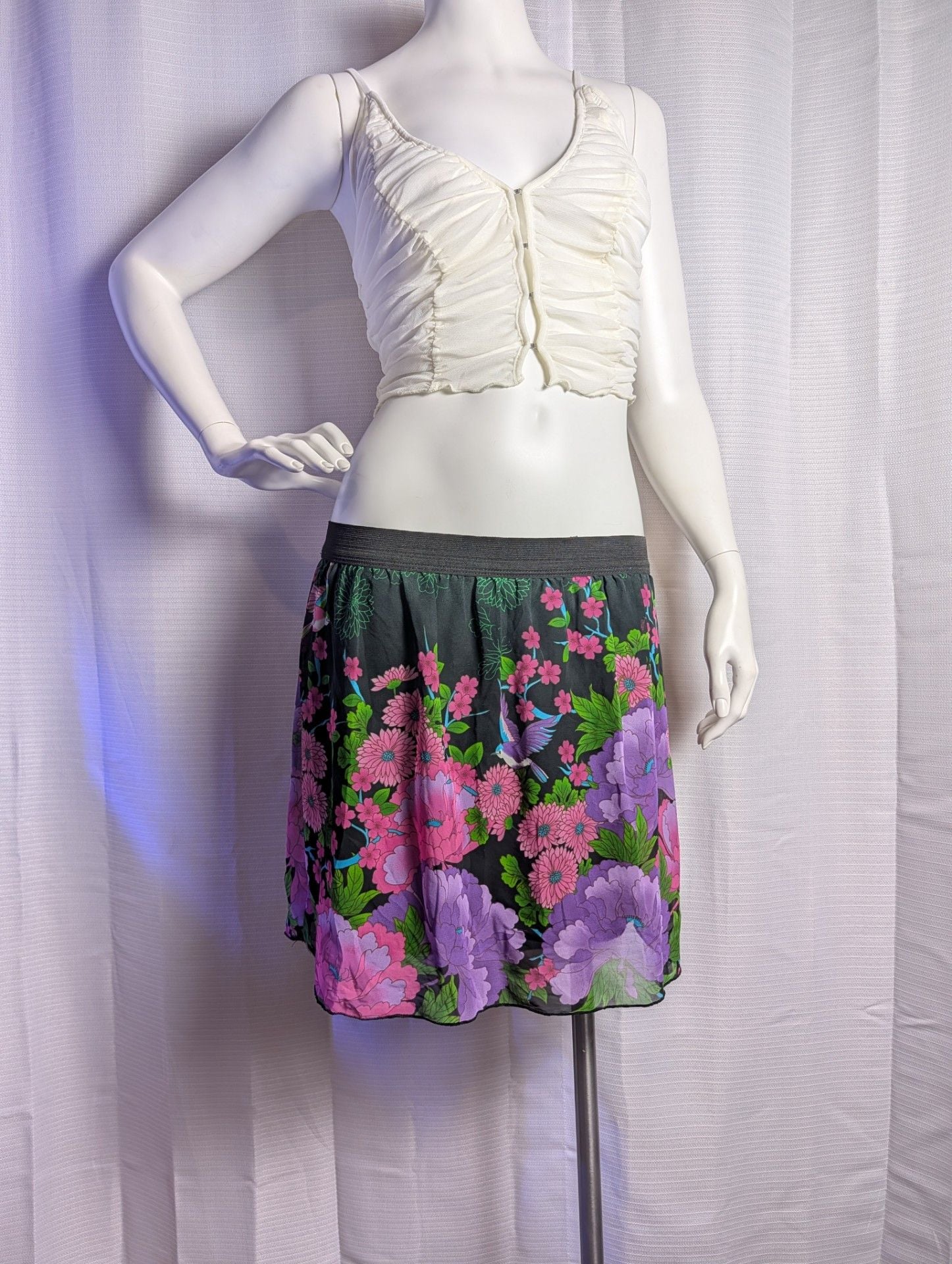 Lemon Fizz Girls Floral Print Elastic Waist Skirt 3
