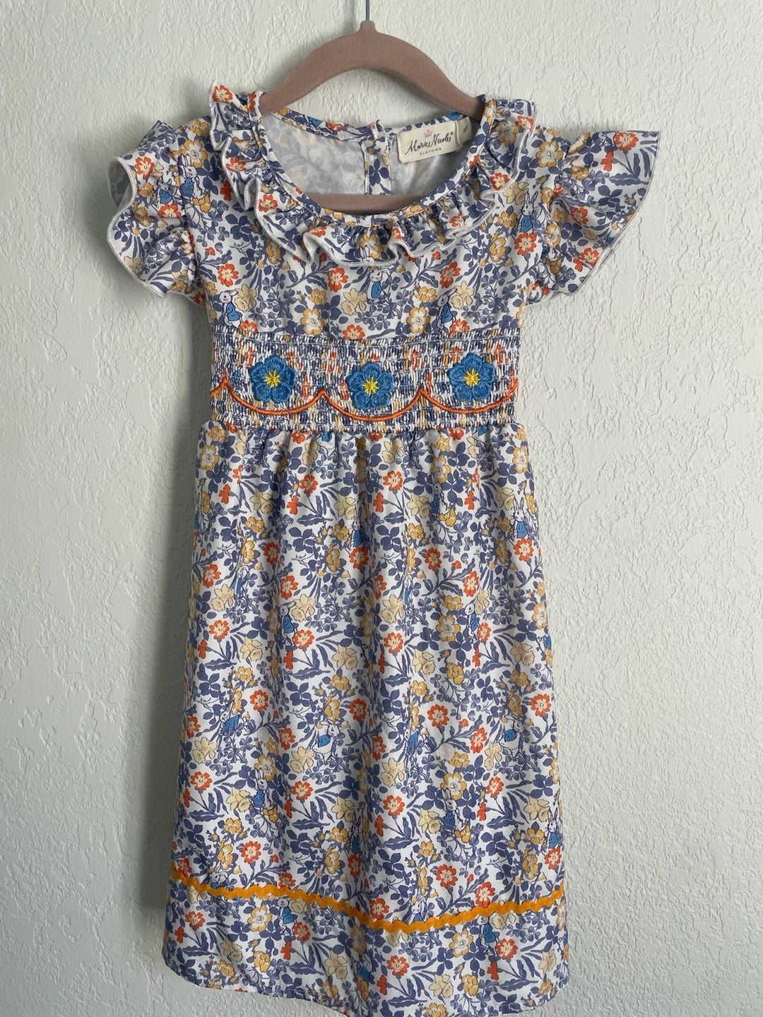 Marie Nicole Clothing Peter Rabbit Floral Smocked Ruffle Dress XL 2
