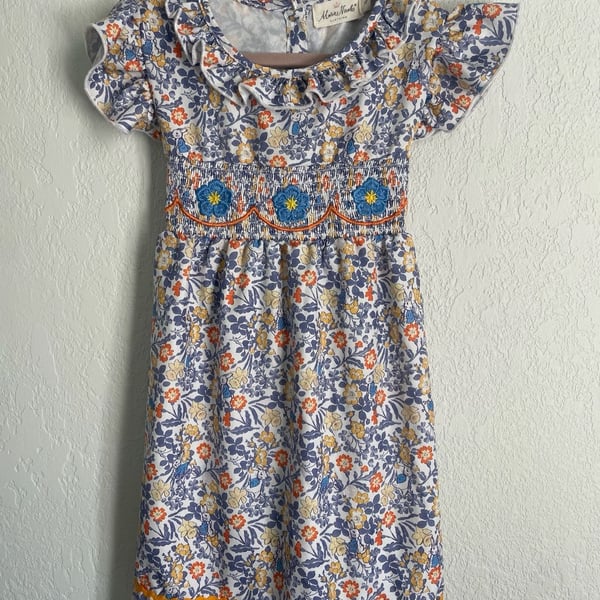Marie Nicole Clothing Peter Rabbit Floral Smocked Ruffle Dress XL