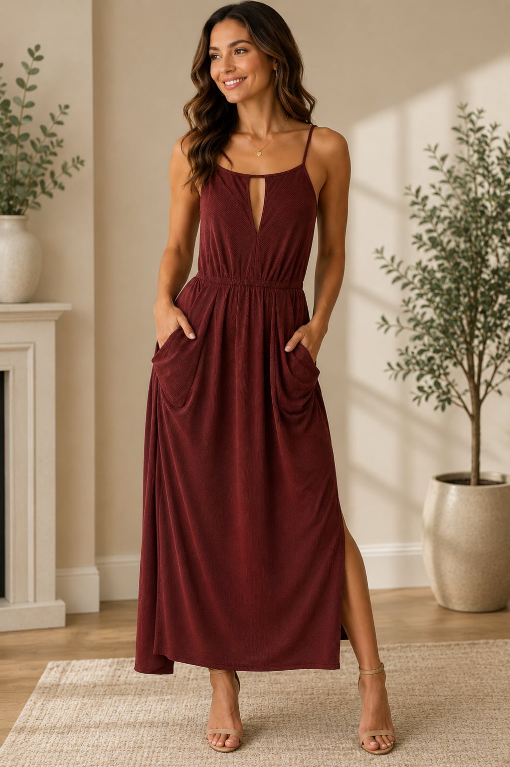 BCBGeneration Drape Pocket Cutout Back Maxi Dress 2
