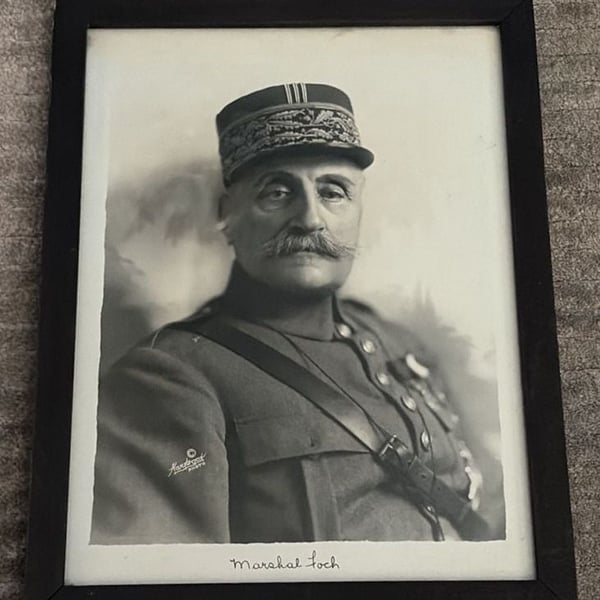 Vintage Framed Hartsook Photo Portrait of Marshal Ferdinand Foch