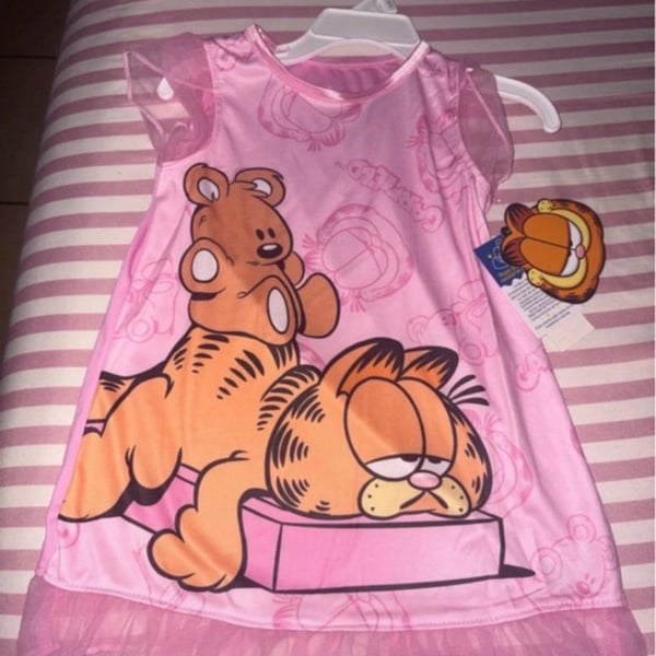Garfield Pink Graphic Tulle Hem Nightgown Dress