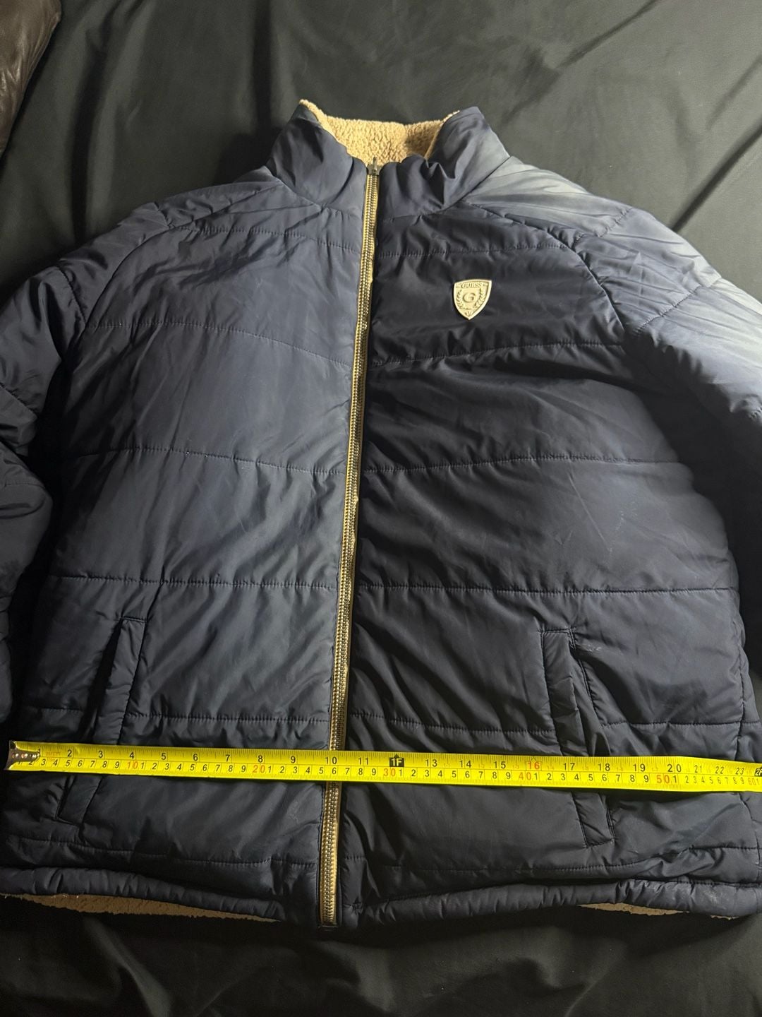 Guess CA LA 1981 Navy Blue Puffer Jacket with Fleece Lining 3