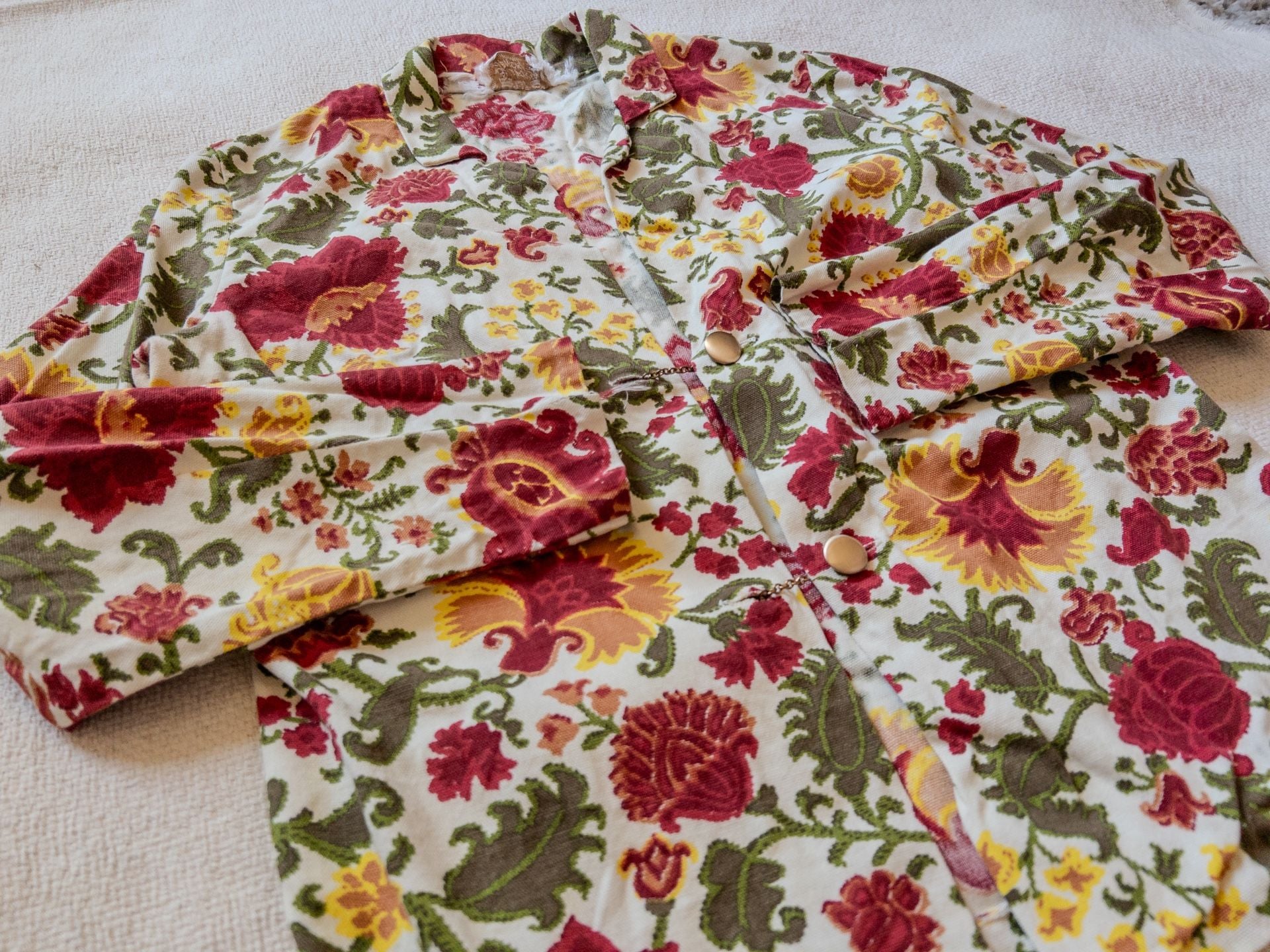 Vtg 1967-69 H Bar C California Ranchwear Floral Shirt Loop Collar Cotton Western M 3
