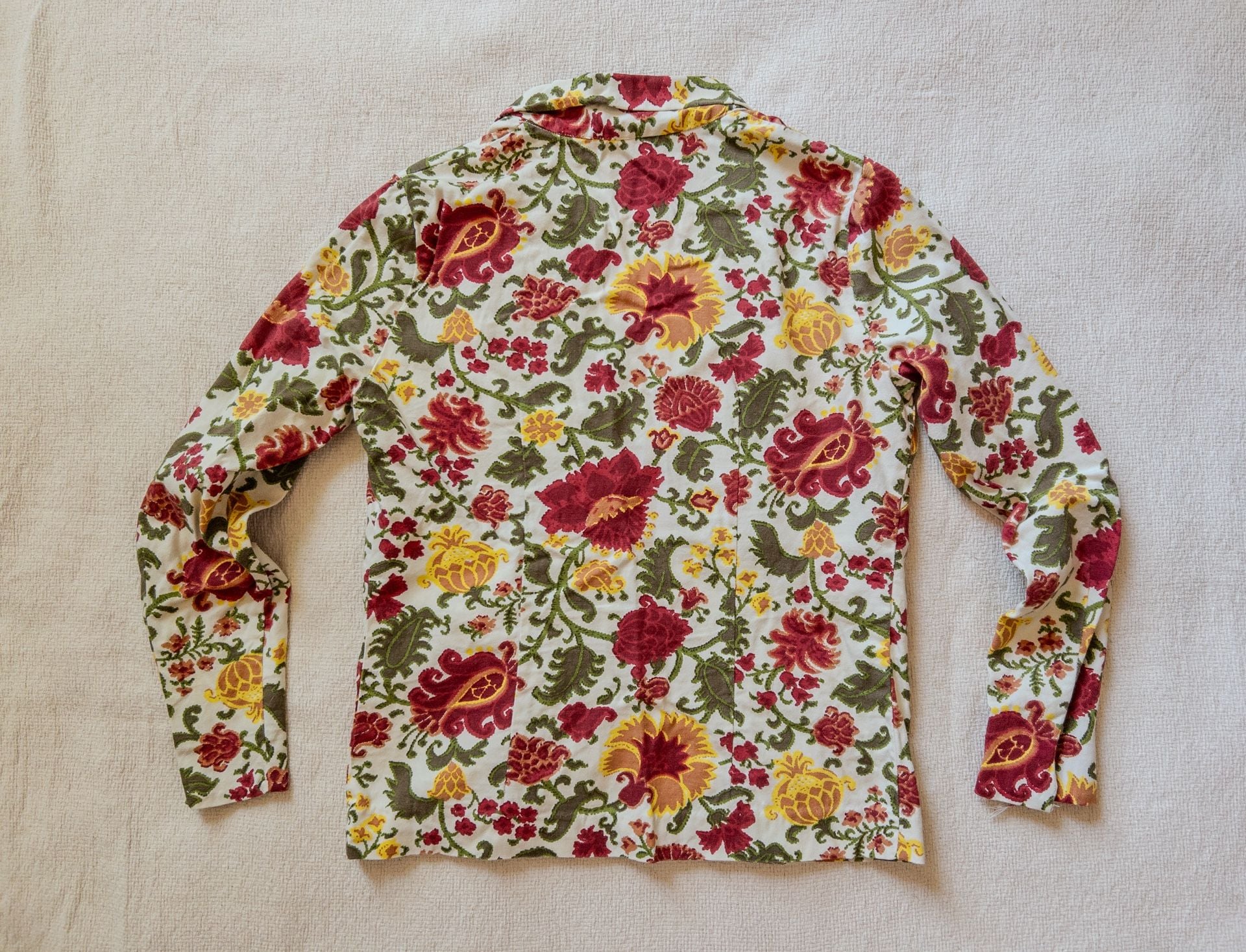 Vtg 1967-69 H Bar C California Ranchwear Floral Shirt Loop Collar Cotton Western M 9