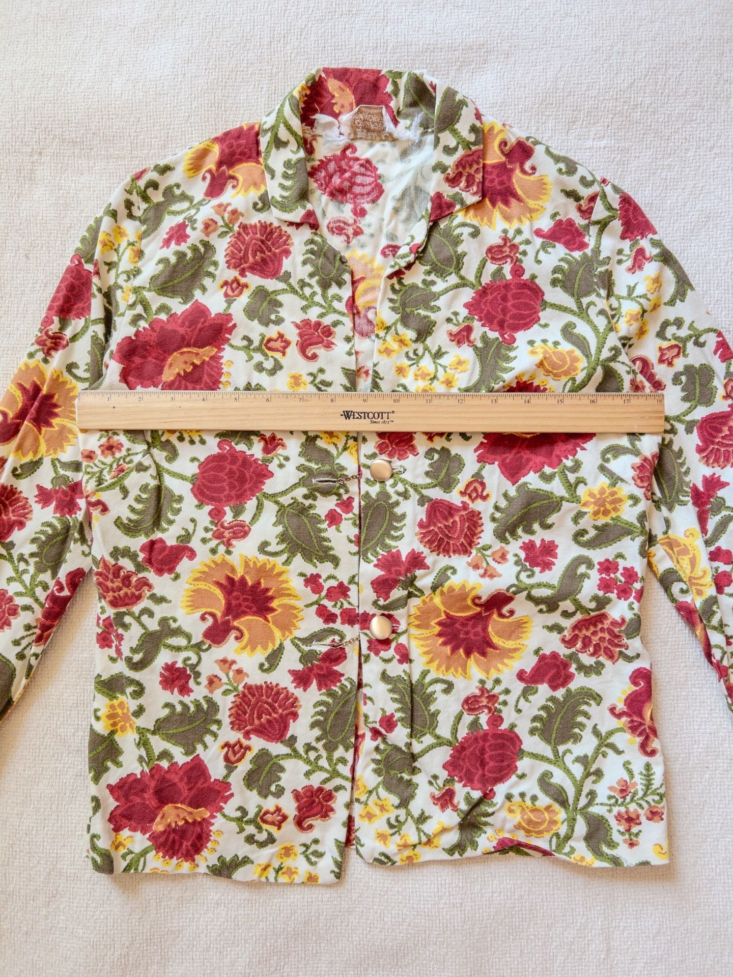 Vtg 1967-69 H Bar C California Ranchwear Floral Shirt Loop Collar Cotton Western M 5
