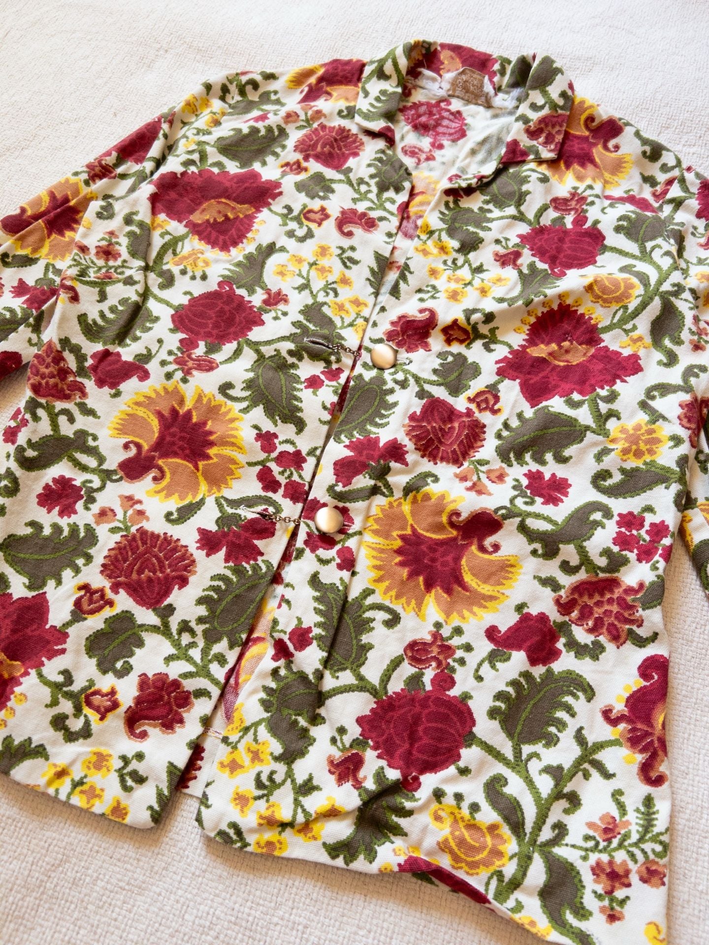 Vtg 1967-69 H Bar C California Ranchwear Floral Shirt Loop Collar Cotton Western M 13