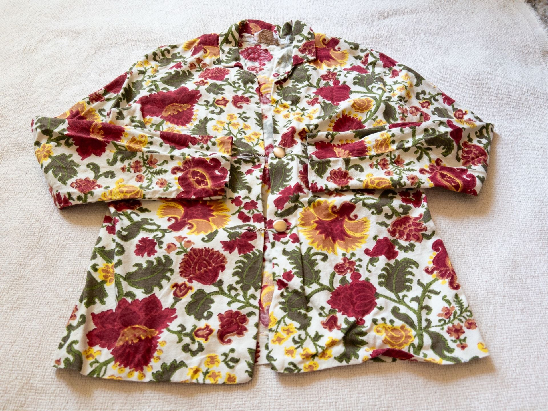Vtg 1967-69 H Bar C California Ranchwear Floral Shirt Loop Collar Cotton Western M 11
