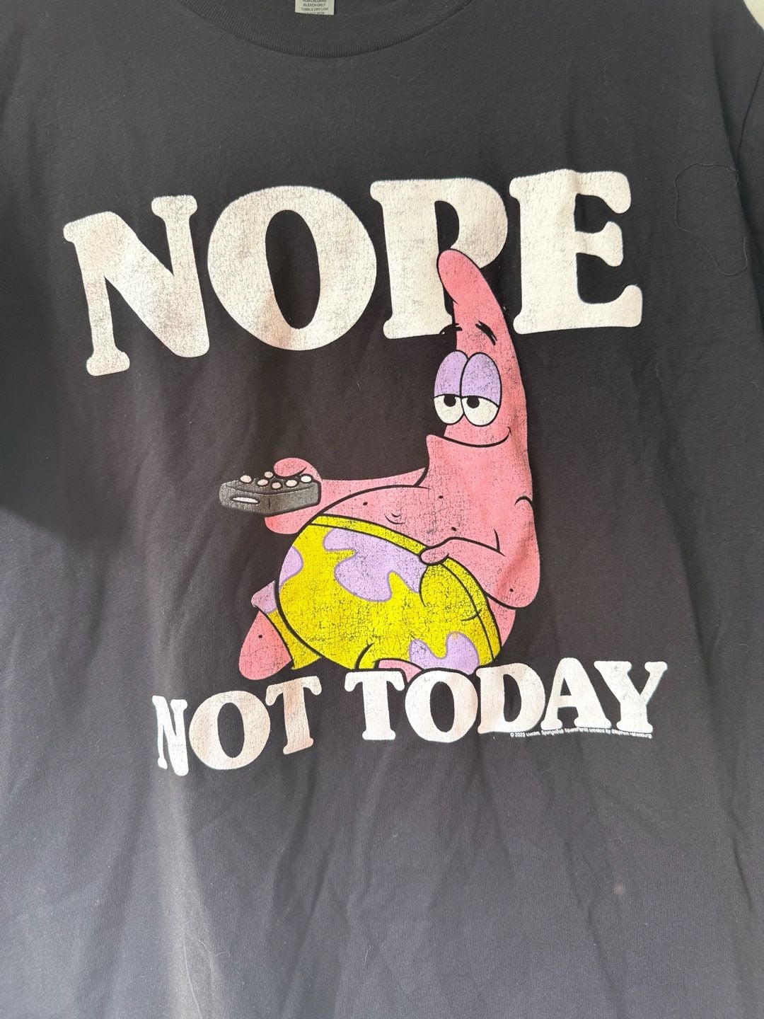 SpongeBob SquarePants Patrick Nope Not Today Graphic T-Shirt Mens size Medium 3