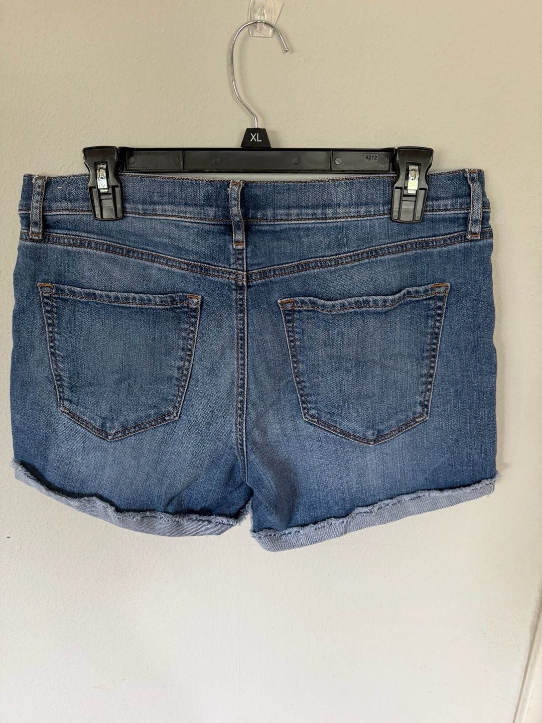 LOFT Outlet High-Rise Button-Fly Frayed Hem Denim Shorts 8