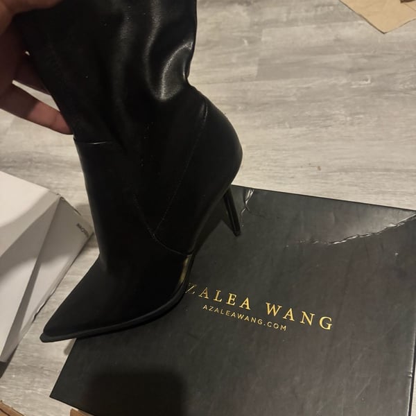 Azalea Wang Black Pointed Toe Stiletto Sock Booties