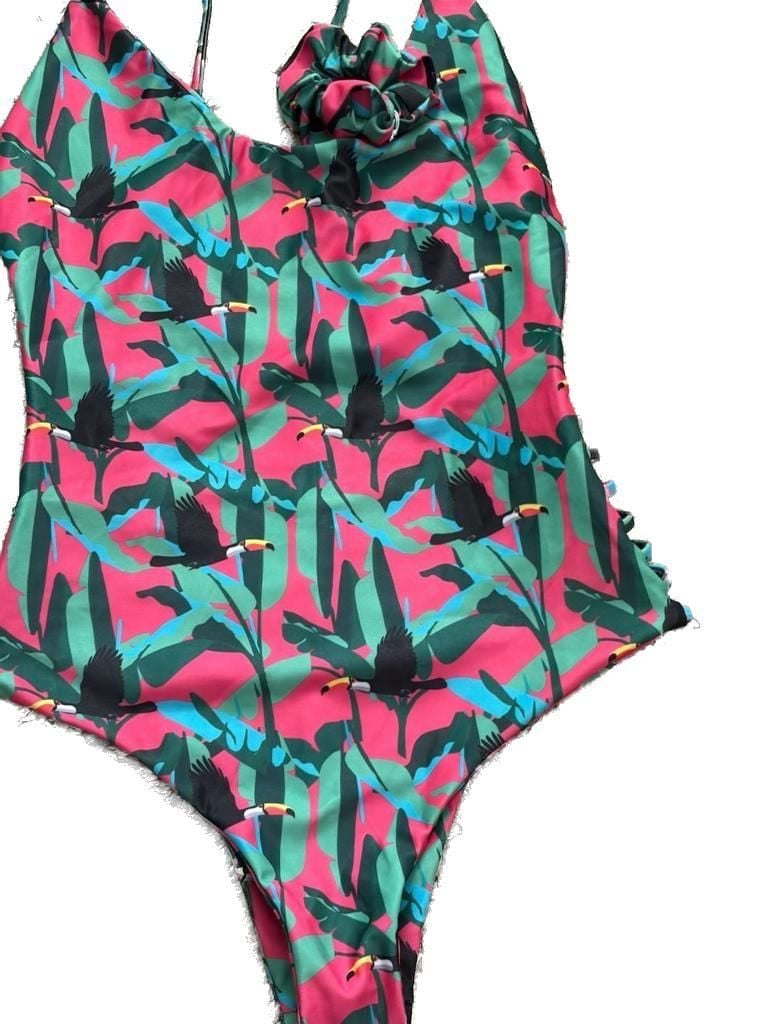 Nua Swim Valentina Tucano Rosa One-Piece Swimsuit with Matching Scrunchie 1