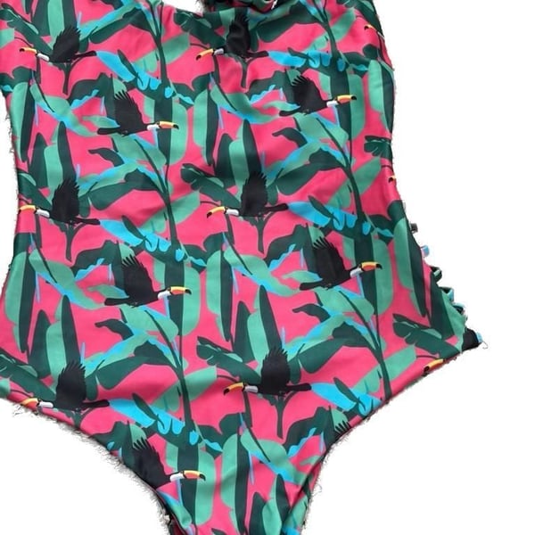 Nua Swim Valentina Tucano Rosa One-Piece Swimsuit with Matching Scrunchie