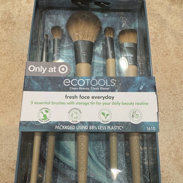 EcoTools Fresh Face Everyday 5-Piece Makeup Brush Set with Storage Tin
