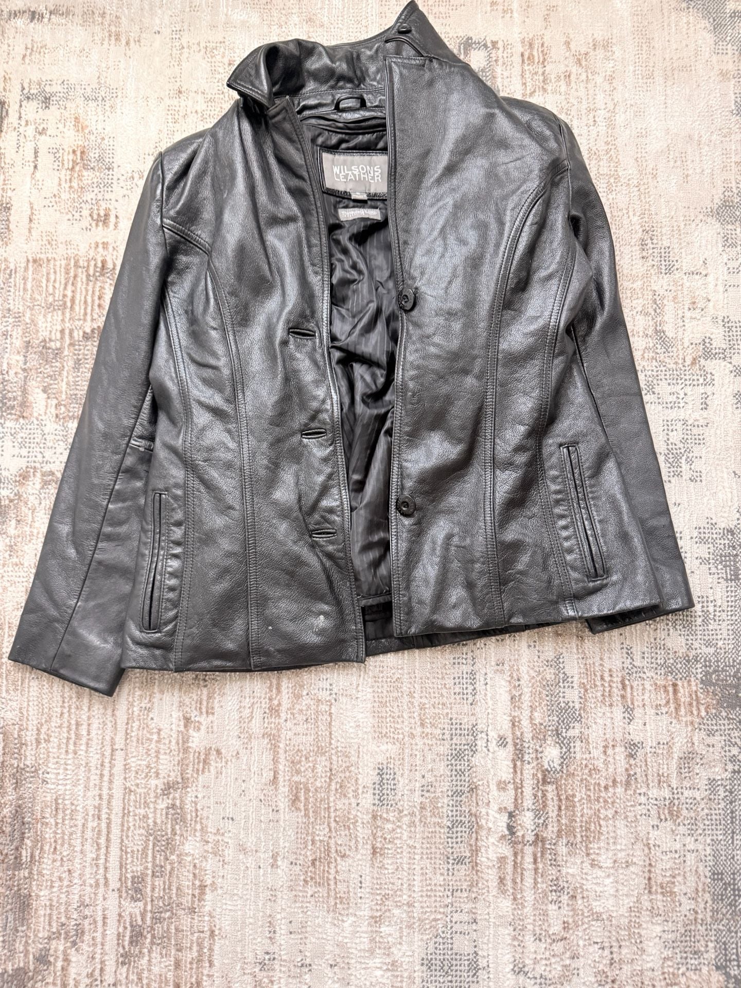 Wilsons Leather Women's Black Genuine Leather Button-Up Jacket 2
