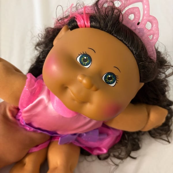 Cabbage Patch Kids 14-inch Girl Doll with Dark Hair and Pink Princess Dress