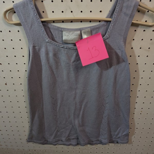 Emma & James Women's Silver Gray Beaded Knit Sleeveless Tank Top