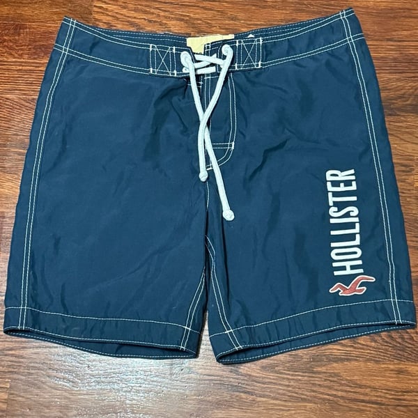 y2k Hollister Men's Navy Blue Board Shorts Swim Trunks
