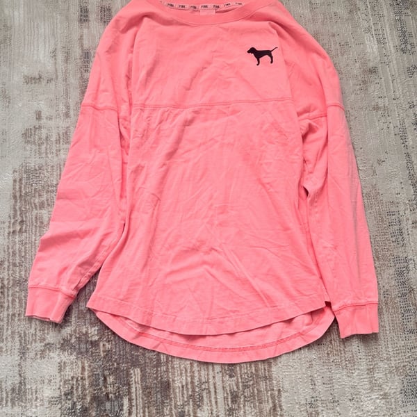Victoria's Secret PINK Neon Pink Long Sleeve Jersey Top
