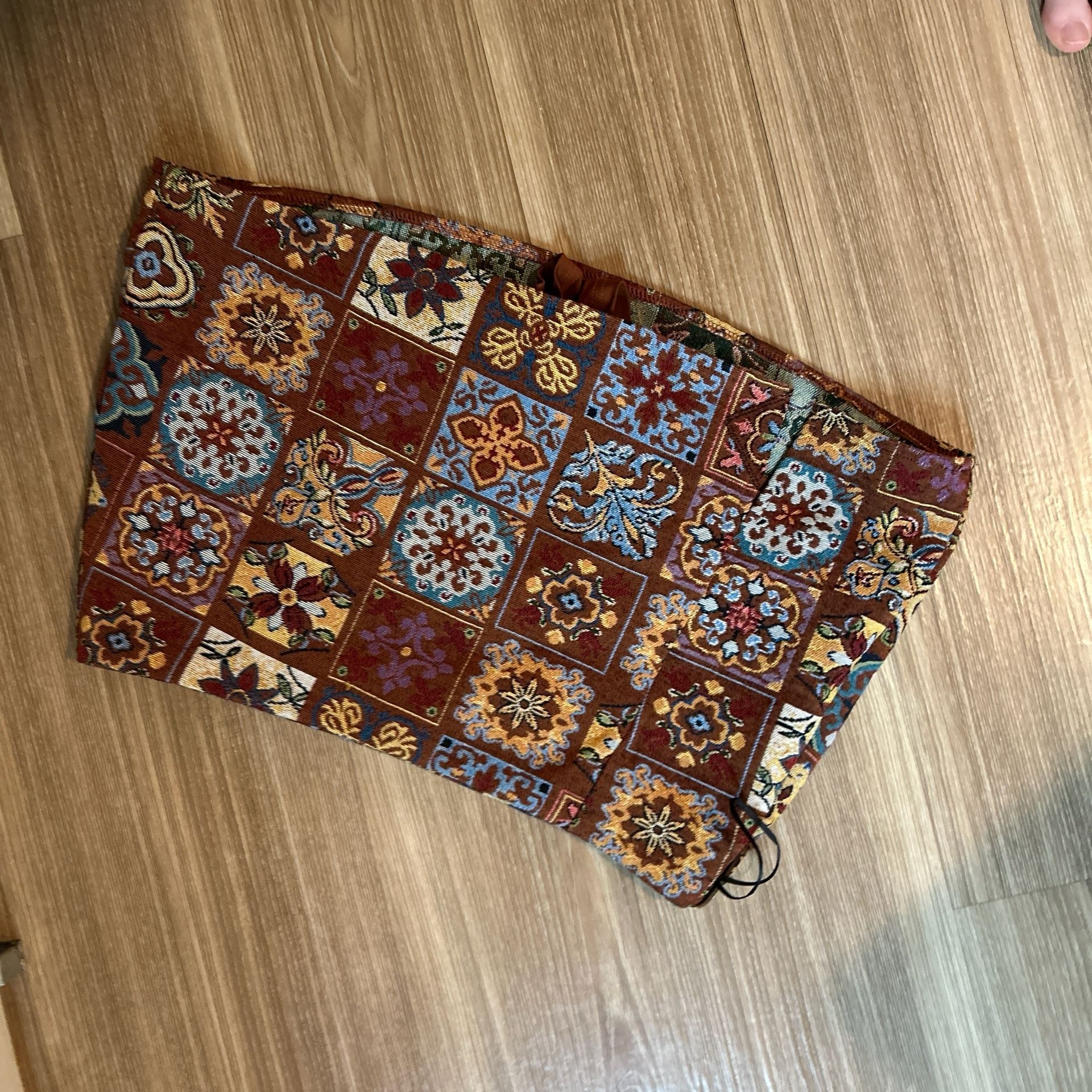 Cider Brown Multi-Color Tapestry Print Mini Skirt 5