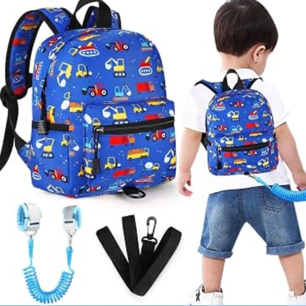 Accmor Toddler Backpack with Anti-Lost Leash and Wrist Link - Excavator Pattern