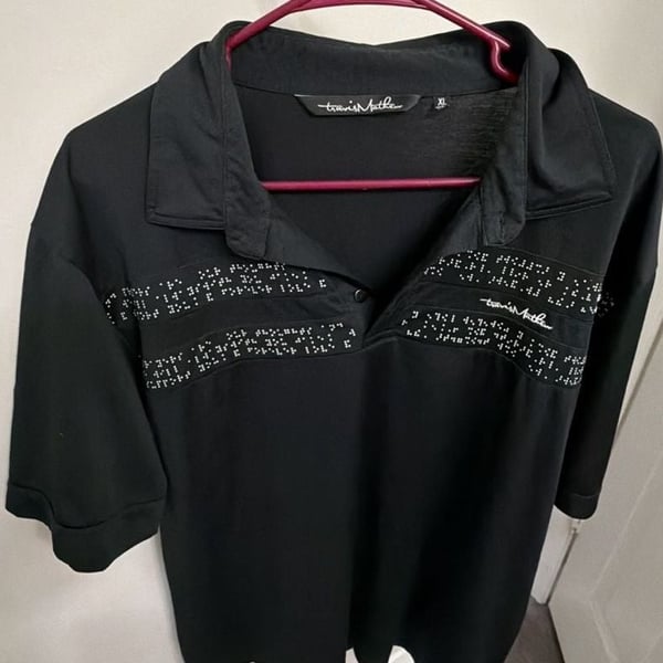 TravisMathew Men’s Golf Polo XL Black Gray Geometric Stripe Performance Shirt
