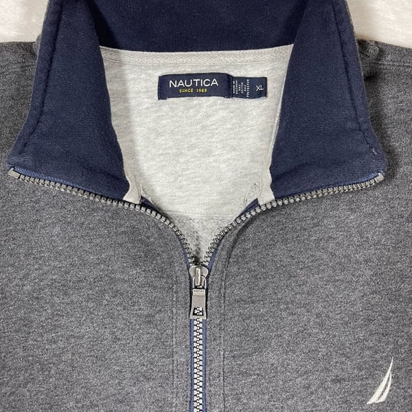 Nautica Men's Gray Long Sleeve Full-Zip Mock Neck Fleece Jacket