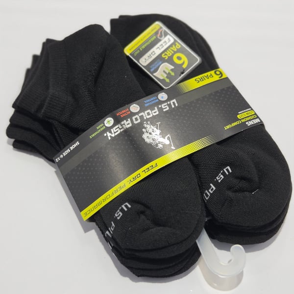 U.S. Polo Assn. Men's Low Cut Cushion Comfort 6-Pair Socks Pack
