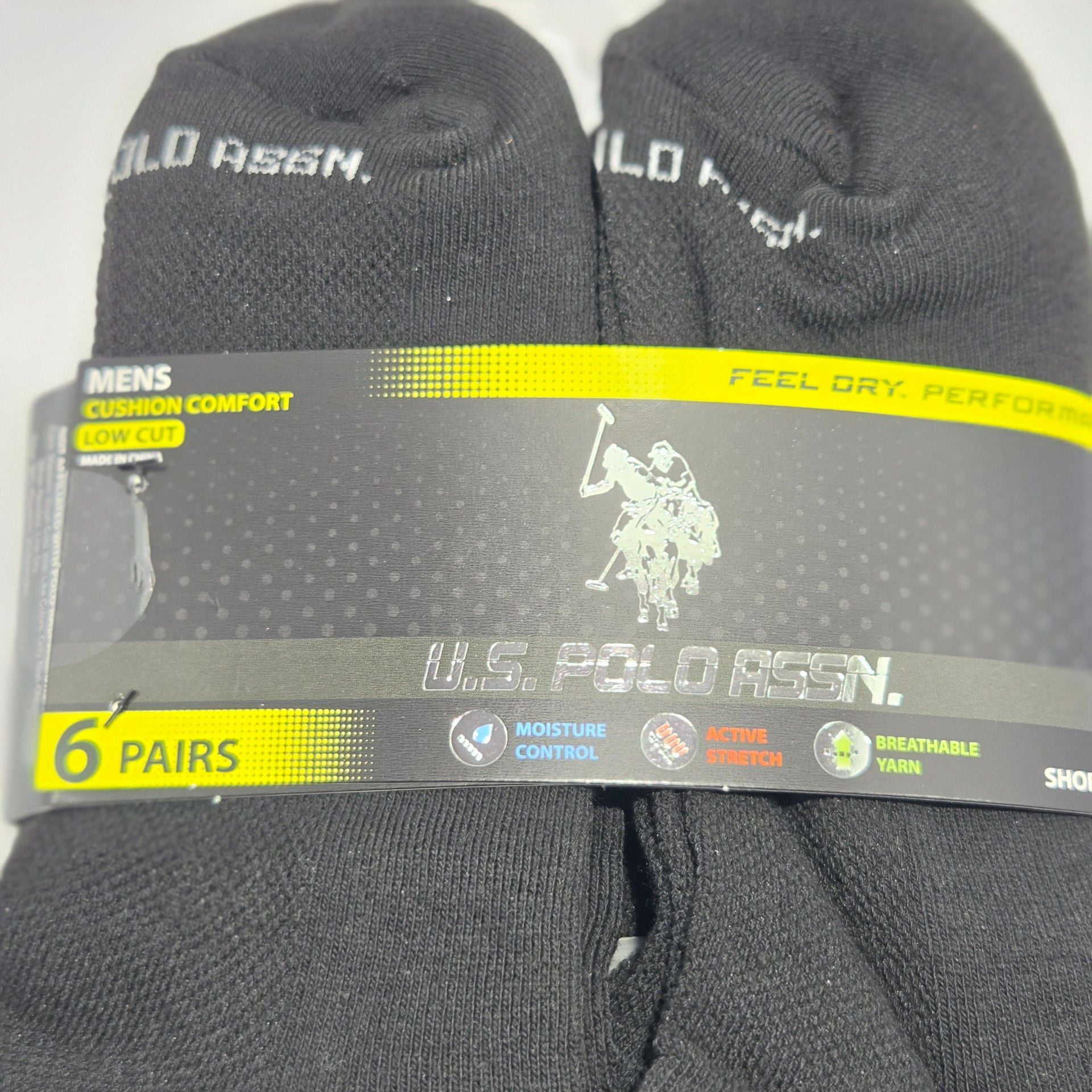 U.S. Polo Assn. Men's Low Cut Cushion Comfort 6-Pair Socks Pack 3
