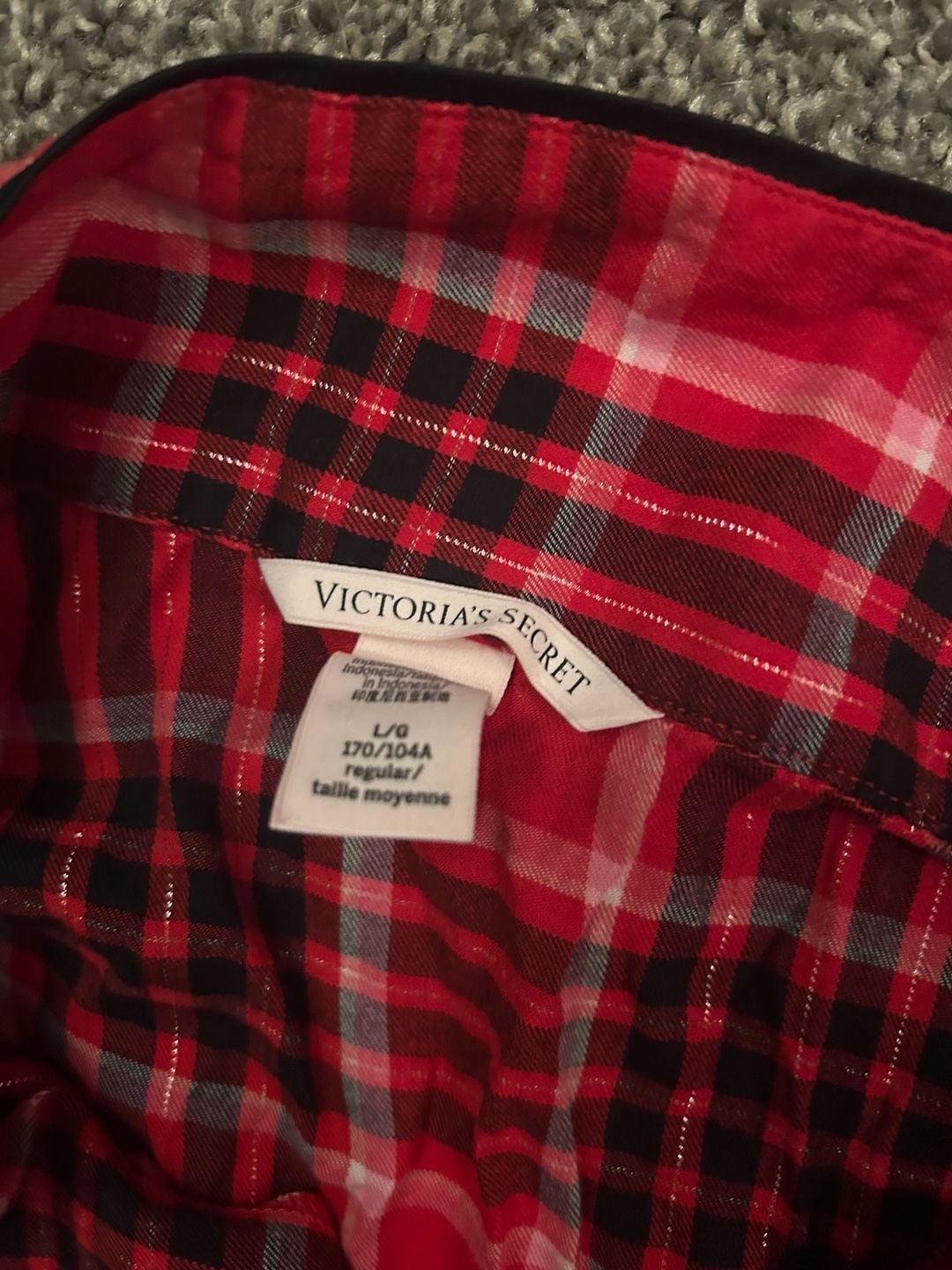 Victoria's Secret Embroidered Plaid Flannel Button-Down Pajama Set 4