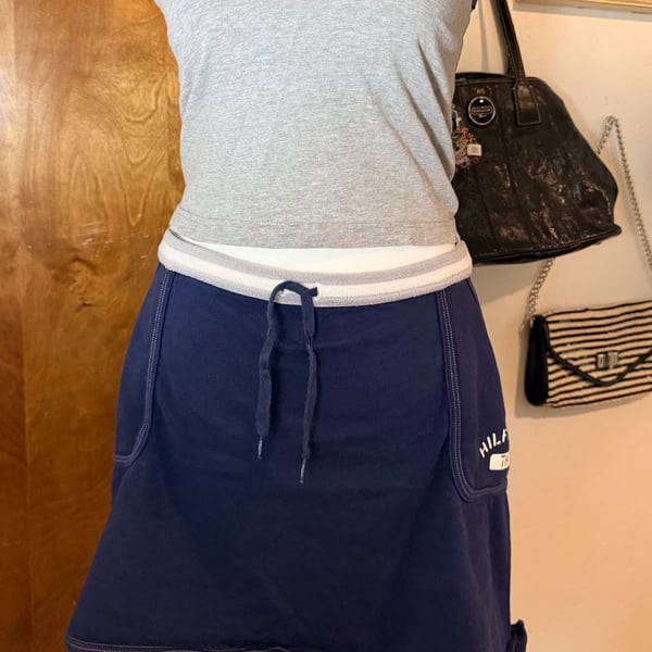 2003 Tommy Hilfiger Navy Blue Athletic Mini Skort Cargo Pocket Y2K XL