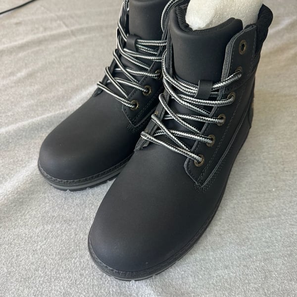 Athlefit Women's Fashion Lace-Up Combat Ankle Boots with Ribbed Collar