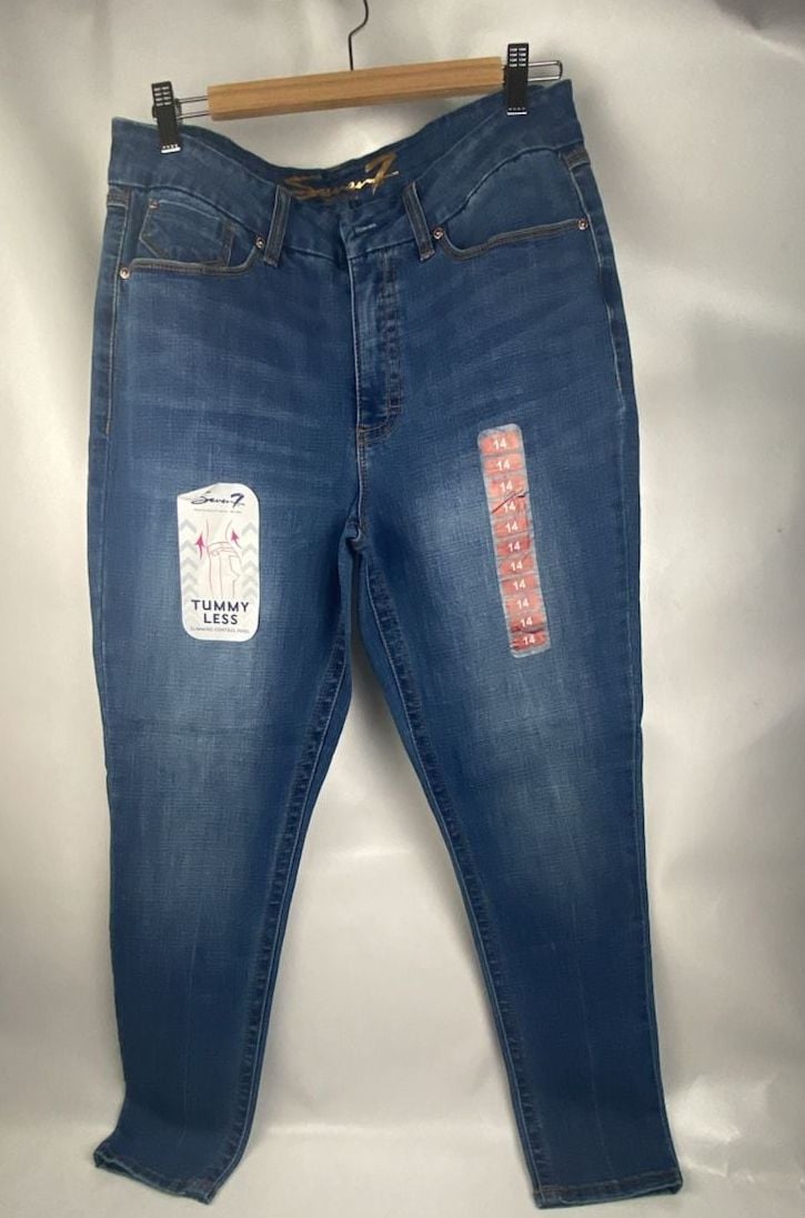 Seven7 Tummy Less Slimming Control Panel Skinny Jeans Size 14 2