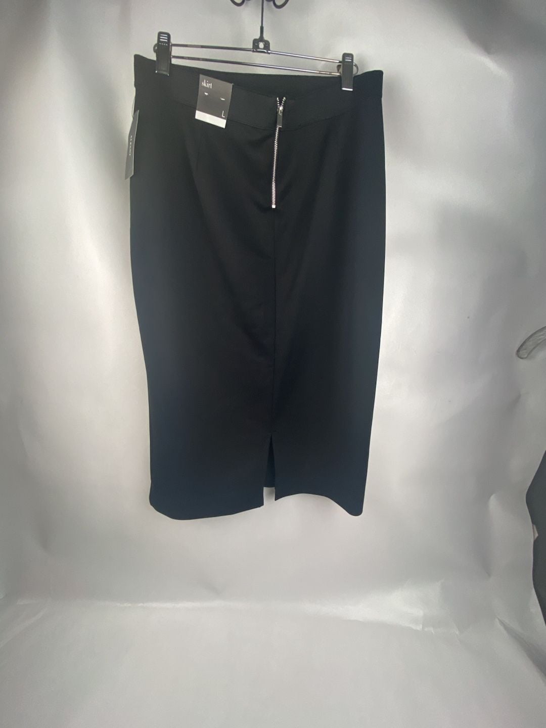 Alfani Black Asymmetric Front Zip Midi Skirt 3