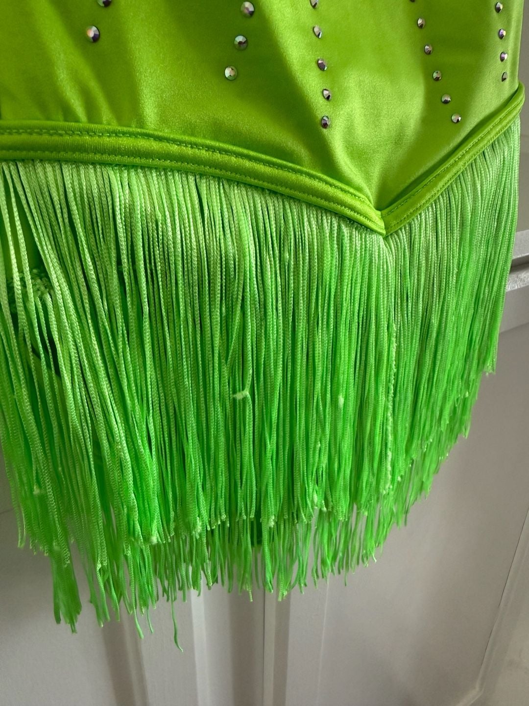 WEISSMAN Neon Green Sleeveless Dance Leotard with Fringe 5