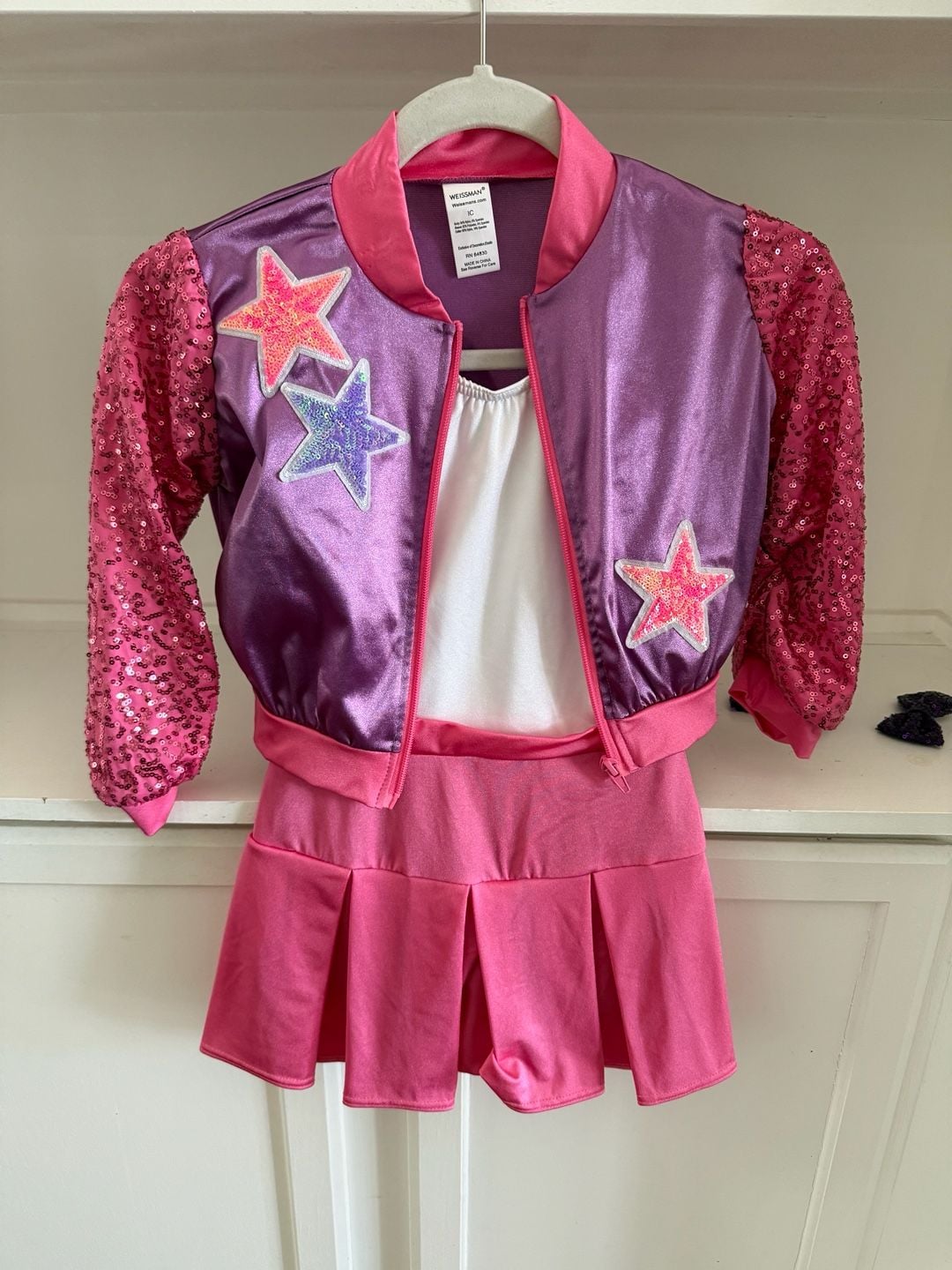 Weissman Girls Sequin Star Bomber Jacket and Skirt Dance Costume Set 1
