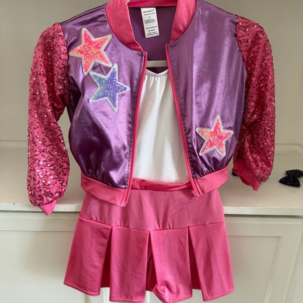 Weissman Girls Sequin Star Bomber Jacket and Skirt Dance Costume Set