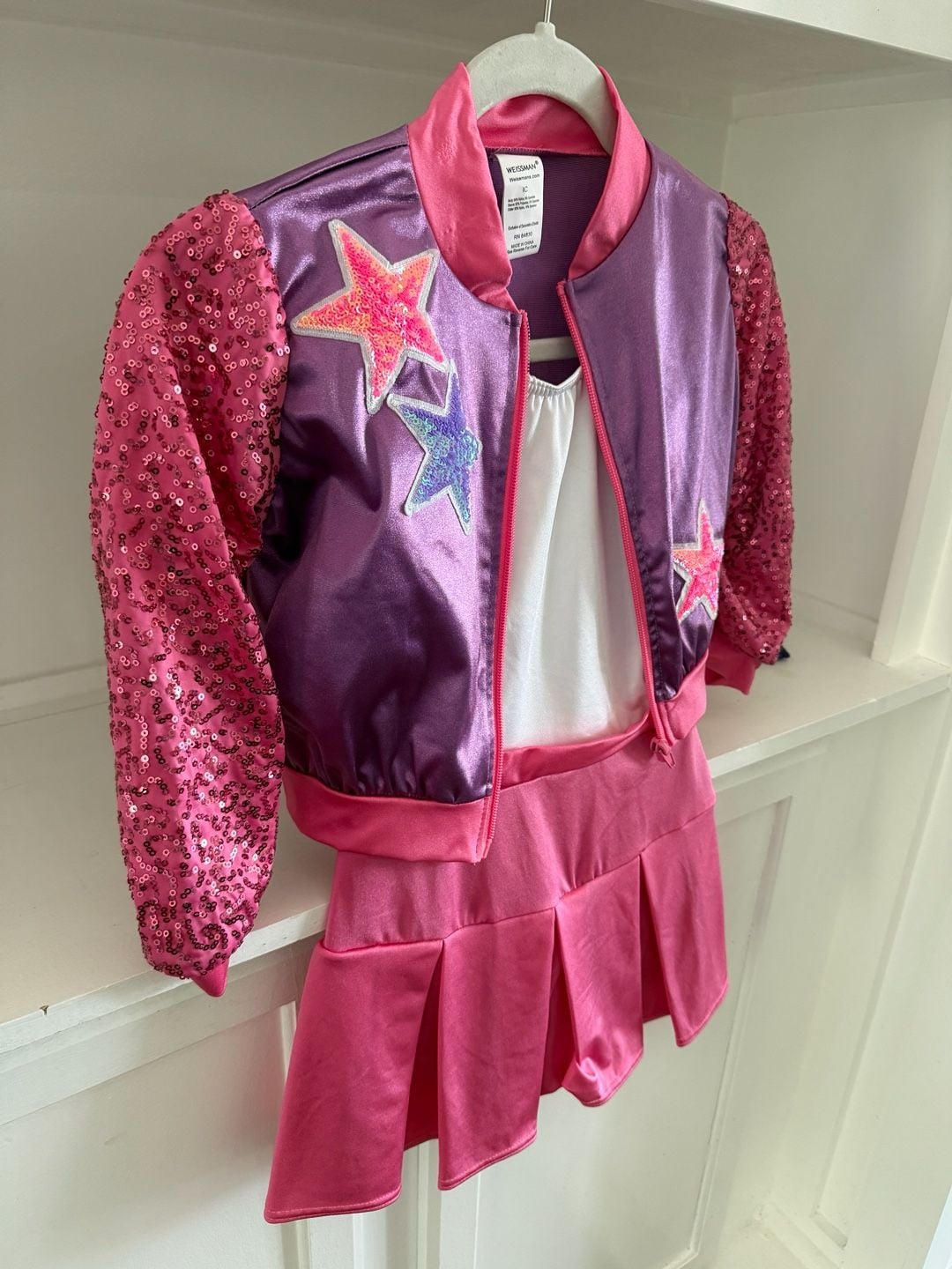 Weissman Girls Sequin Star Bomber Jacket and Skirt Dance Costume Set 3