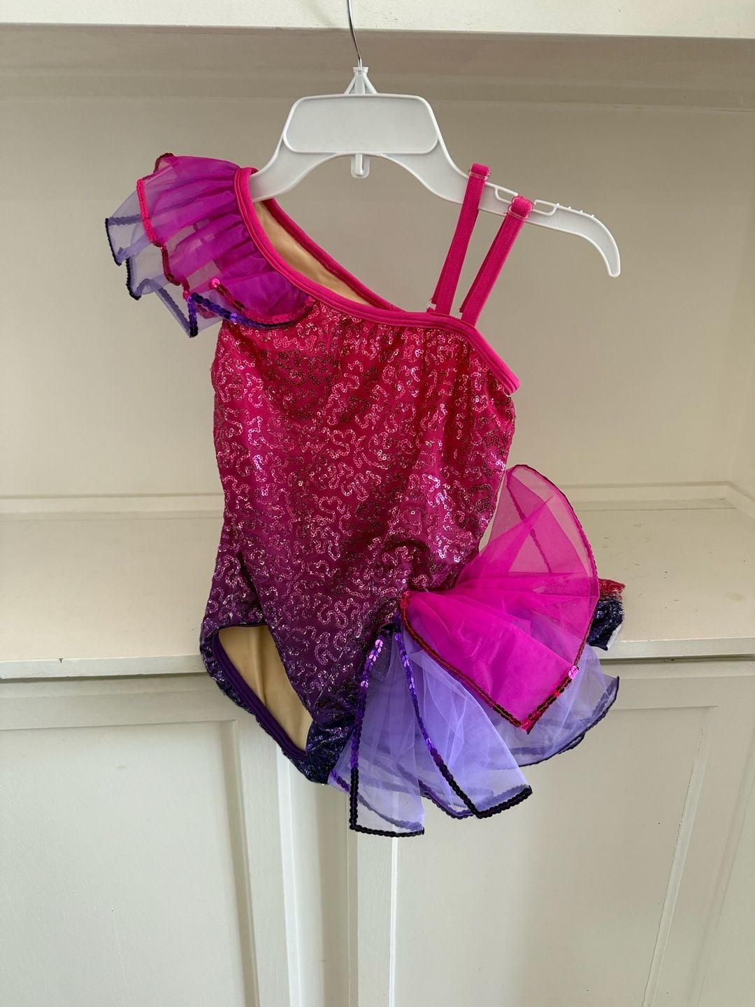Layla The Brighter Movement Girls Pink and Purple Sequin Dance Leotard 1