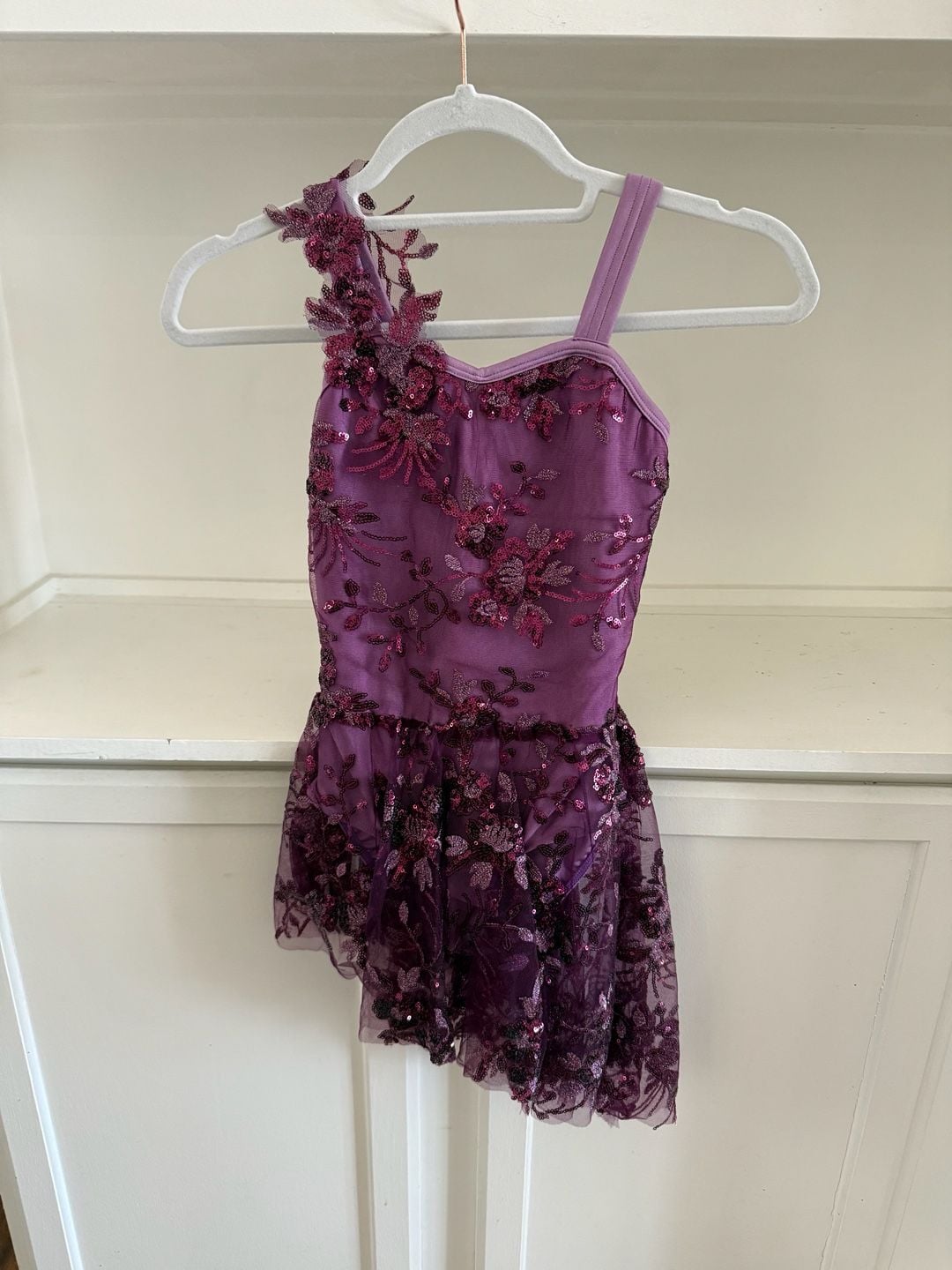 Laylas Dance Purple Sequin Floral Embellished Asymmetrical Dance Costume 1