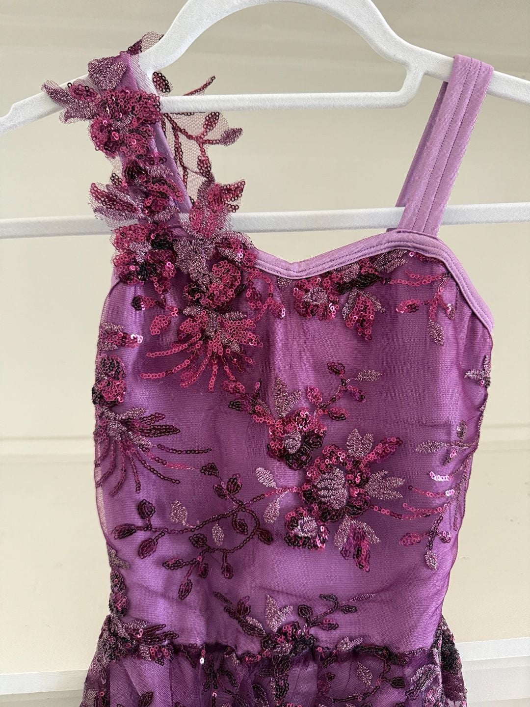 Laylas Dance Purple Sequin Floral Embellished Asymmetrical Dance Costume 2