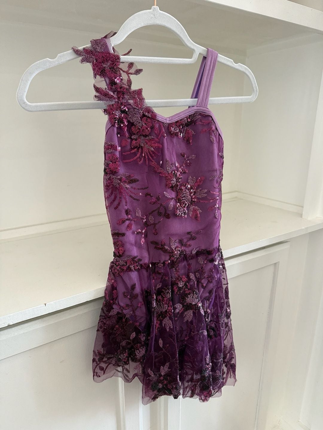 Laylas Dance Purple Sequin Floral Embellished Asymmetrical Dance Costume 3