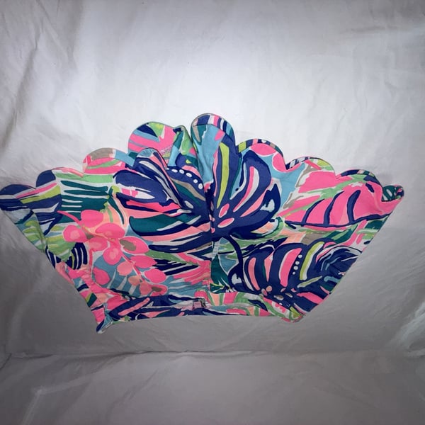 Lilly Pulitzer Scalloped Hem Floral Tropical Print Cotton Shorts