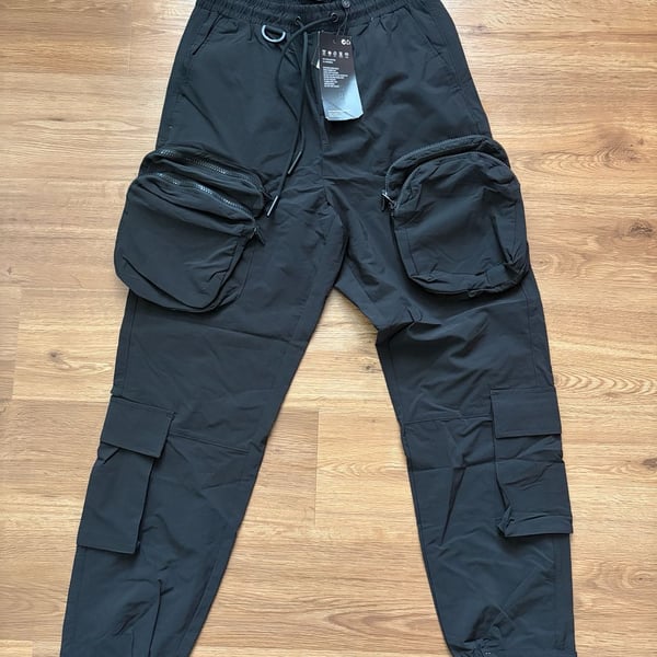 Decibel SS21-B499 Men's Black Multi-Pocket Cargo Jogger Pants