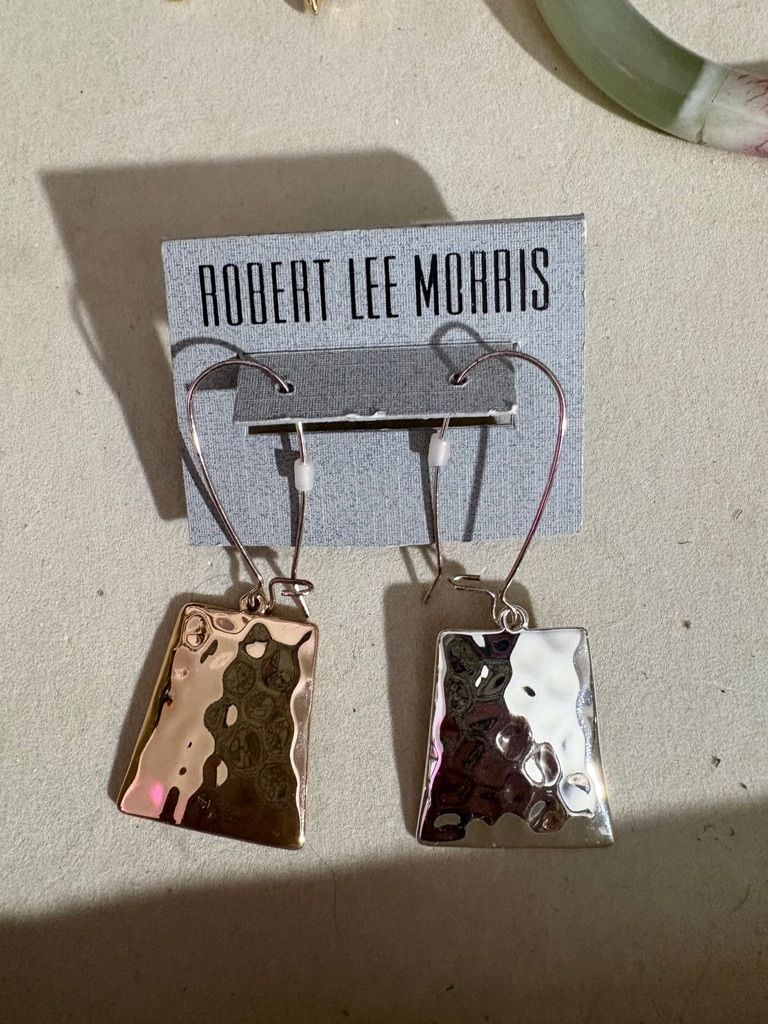 Robert Lee Morris Mixed Metal Hammered Drop Earrings 1