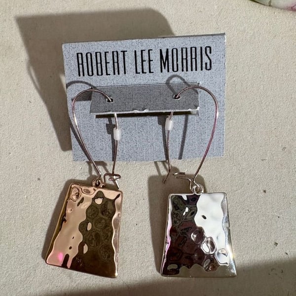 Robert Lee Morris Mixed Metal Hammered Drop Earrings